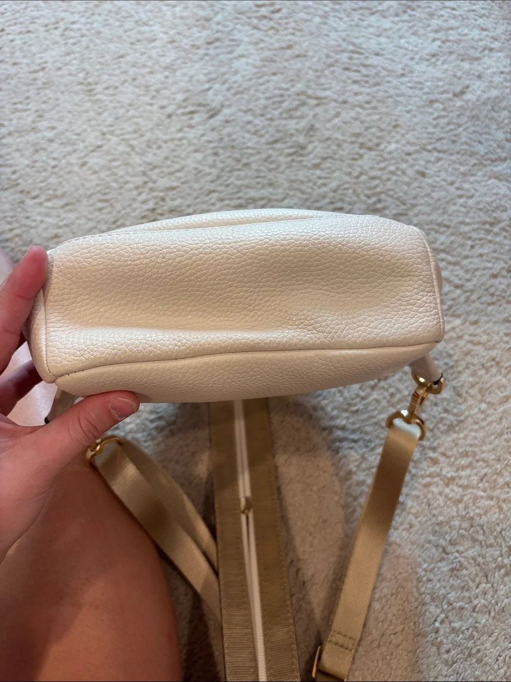 Michael Kors Cream Pebbled Leather Mini Backpack with Gold Logo